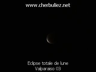 légende: Eclipse totale de lune Valparaiso 03
qualityCode=raw
sizeCode=half

Données de l'image originale:
Taille originale: 78798 bytes
Temps d'exposition: 1/50 s
Diaph: f/180/100
Heure de prise de vue: 2003:05:15 23:08:24
Flash: non
Focale: 420/10 mm
